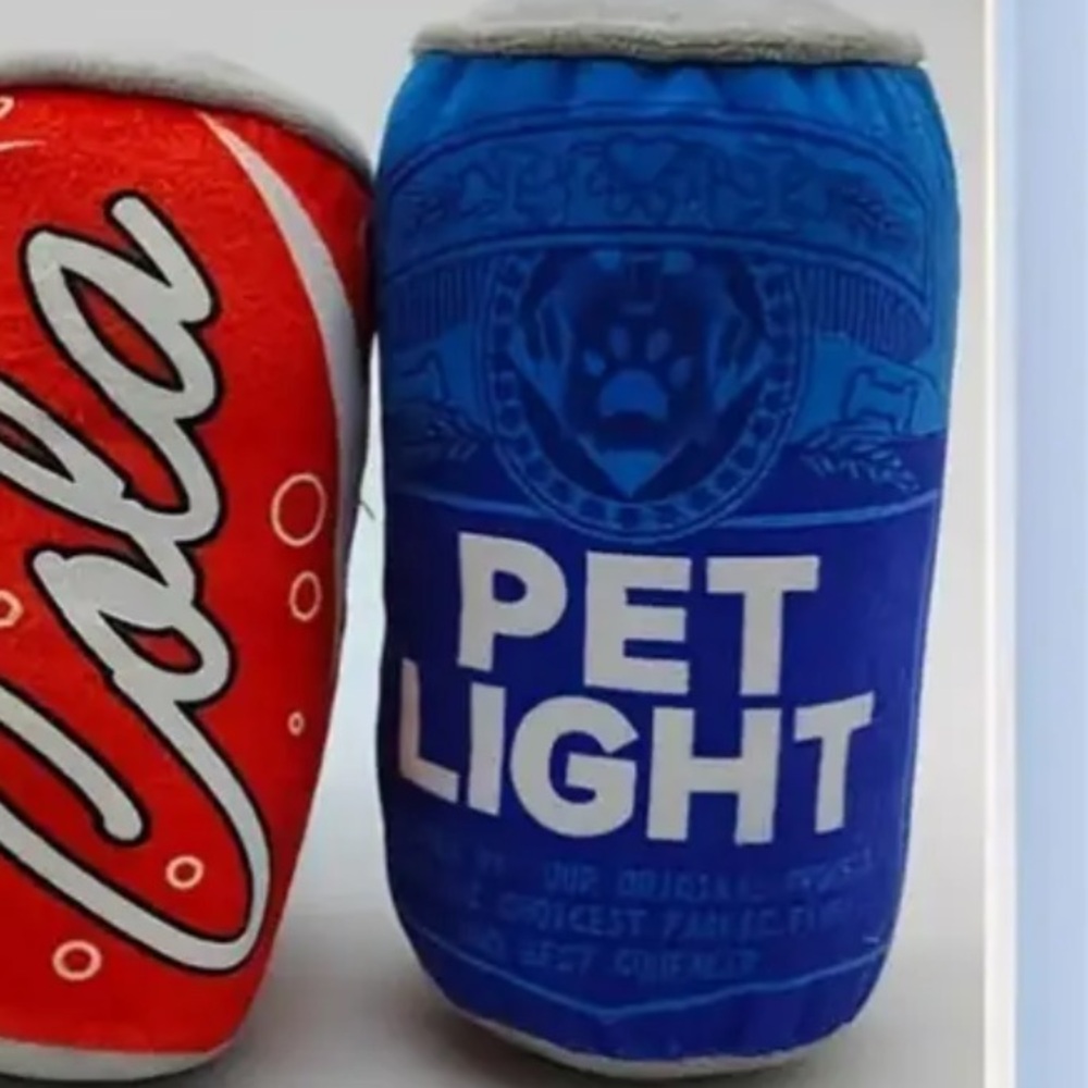 Pets blue ribbon or pet light beer toy plush can NWT